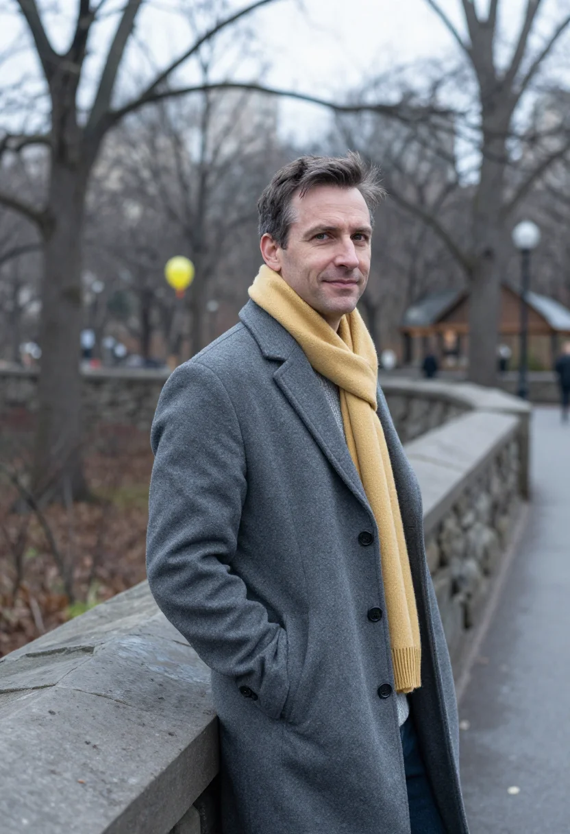 AI macys parade november grey sample — portrait of a man, framed half-length from the head to the h