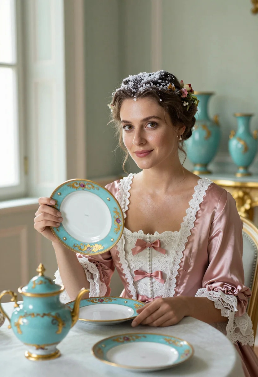 AI madame de pompadour sample — portrait of a woman, chest-up portrait of a Western-European