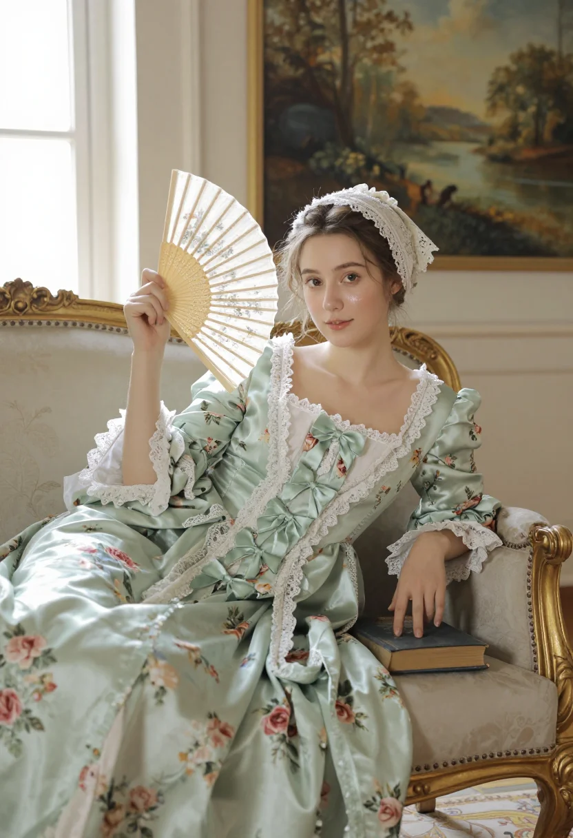 AI madame de pompadour sample — portrait of a woman, half-length reclining portrait of a Wes