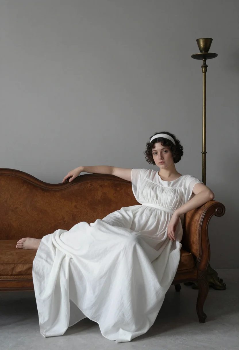 AI madame recamier sample — portrait of a woman, in her mid-twenties with fair skin, dar