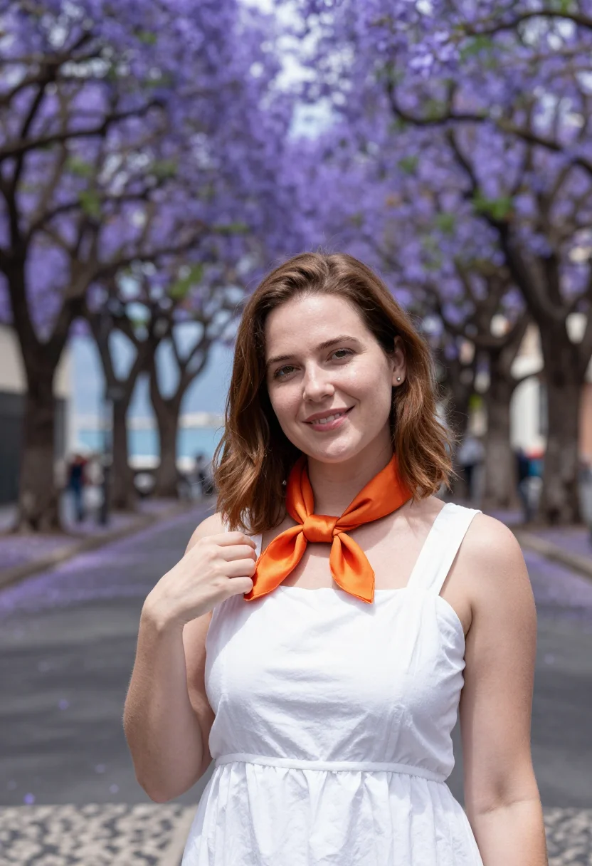 AI madeira flower festival may palette sample — portrait of a woman, a French traveller in her early thirtie