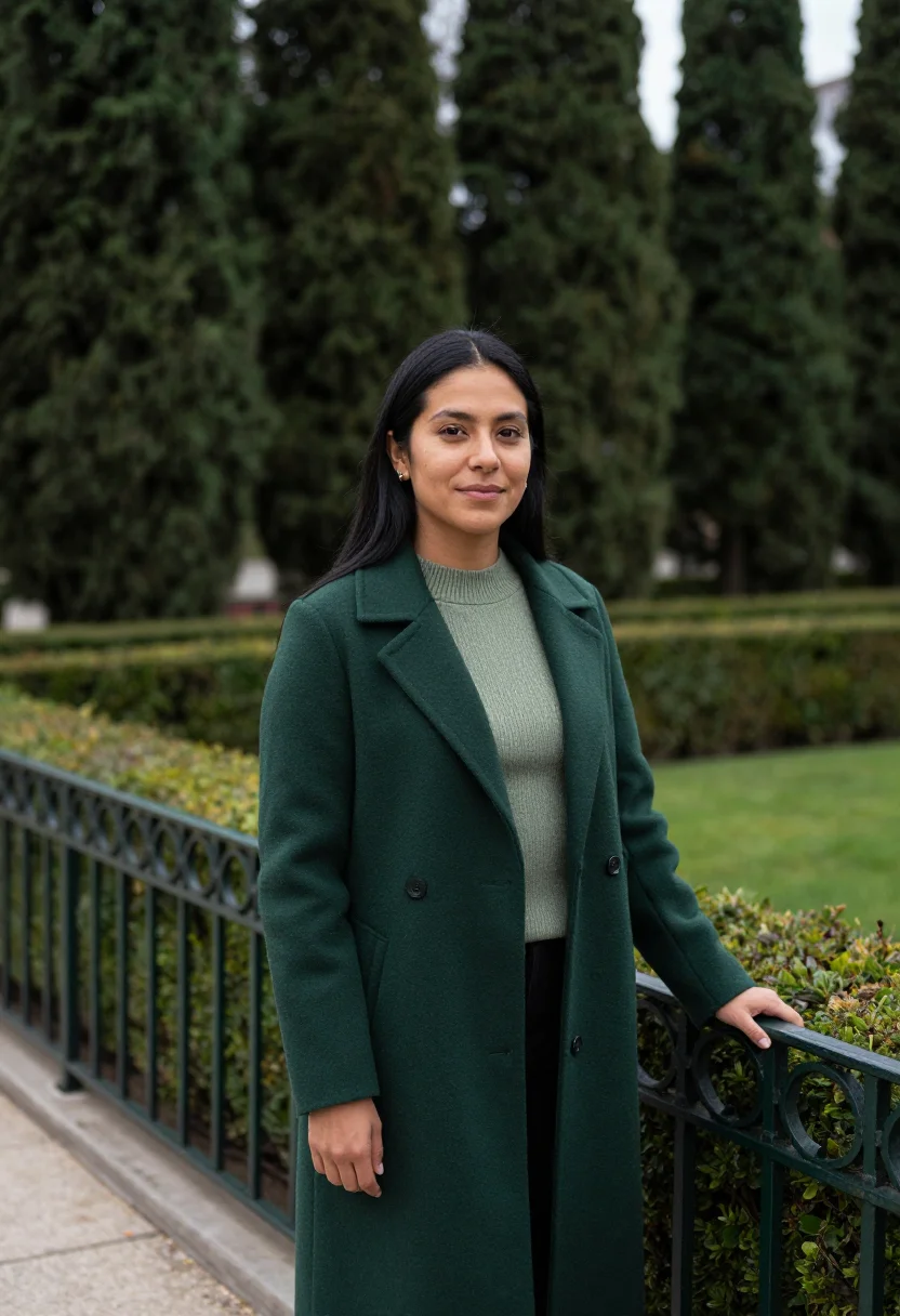 AI madrid botanical garden botanist iron green sample — portrait of a woman, in her forties, a Peruvian-Spanish bota