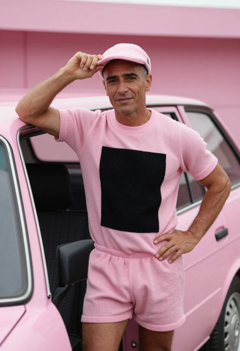 AI maglia rosa sample — portrait of a man, three-quarter standing portrait of a Sout
