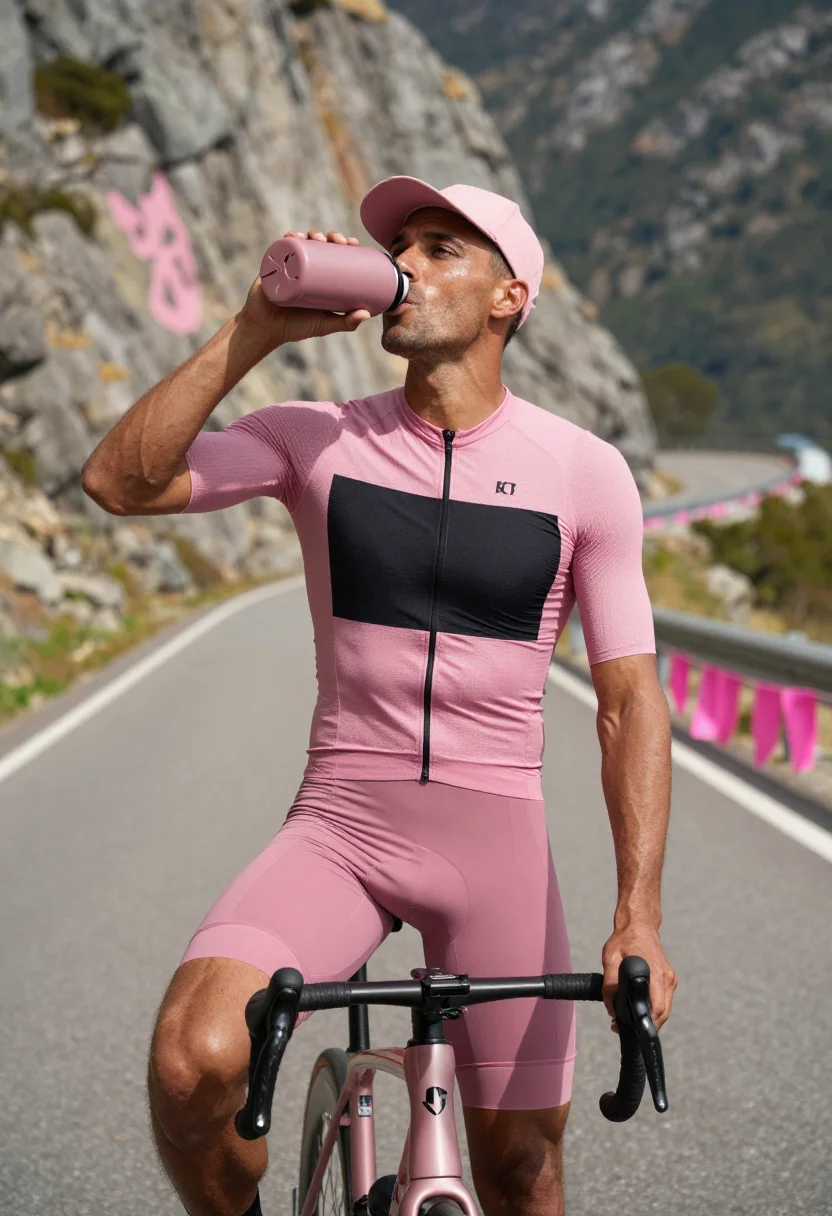 AI maglia rosa sample — portrait of a man, three-quarter waist-up portrait of a Sout