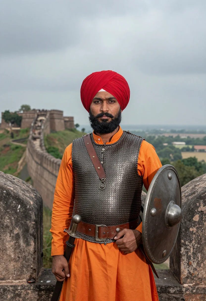 AI maharana pratap sample — portrait of a man, half-length portrait of a Rajput man of M