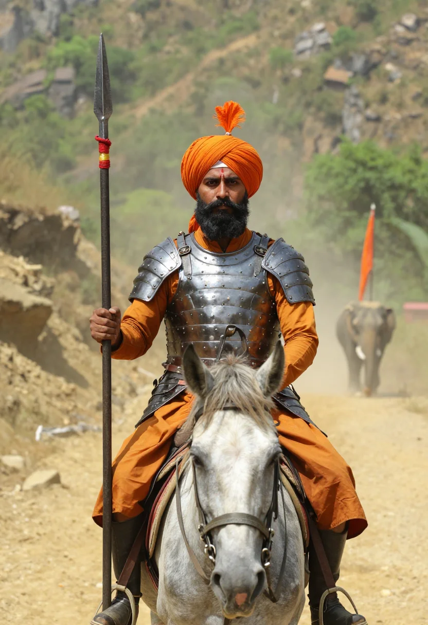 AI maharana pratap sample — portrait of a man, half-length portrait of a Rajput man of M