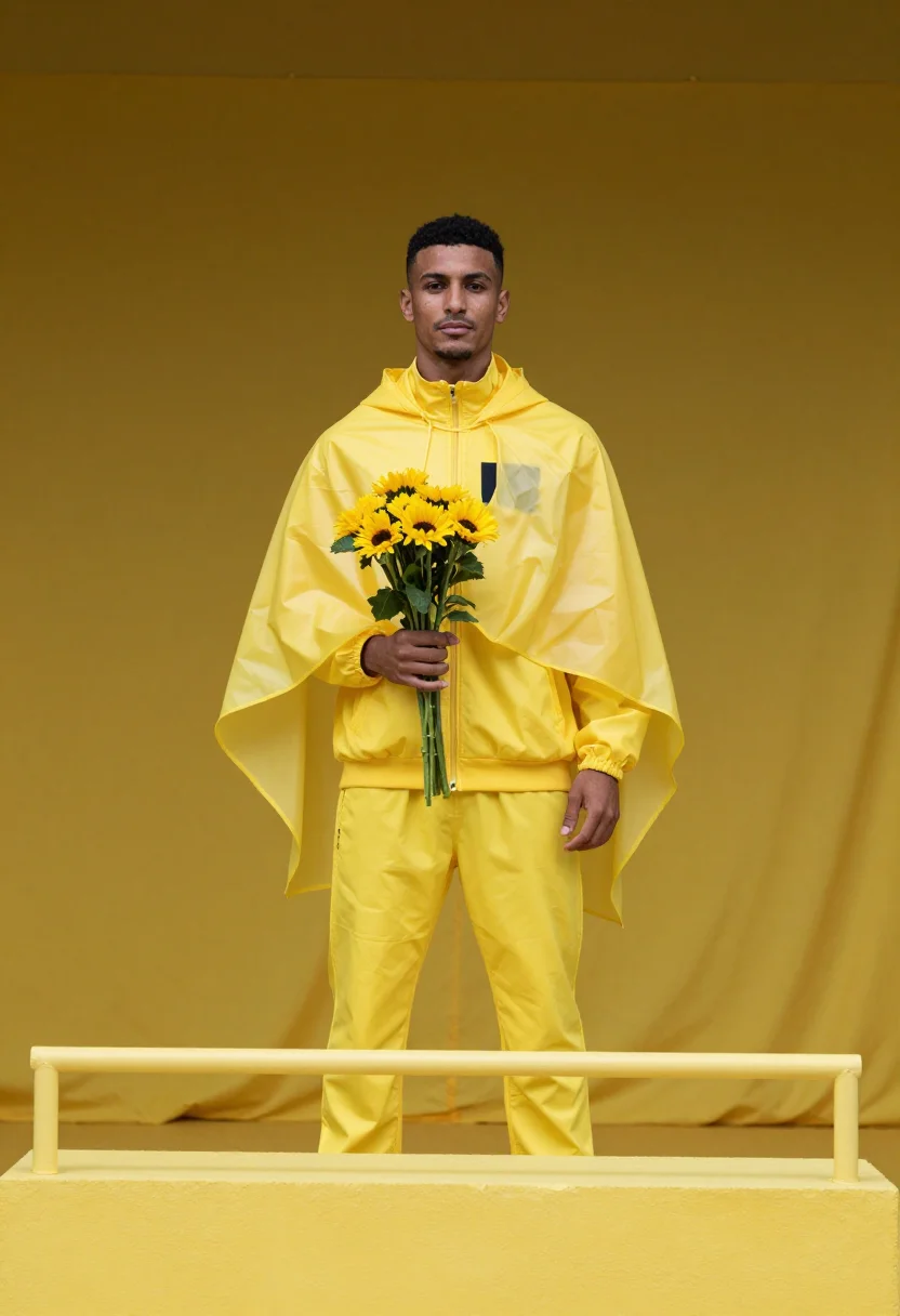AI maillot jaune sample — portrait of a man, a man in his early thirties with olive sk