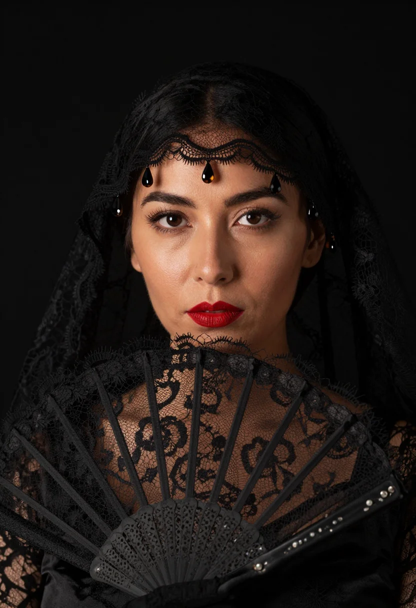AI maja noir sample — portrait of a woman, head-and-shoulders portrait of a Spanis