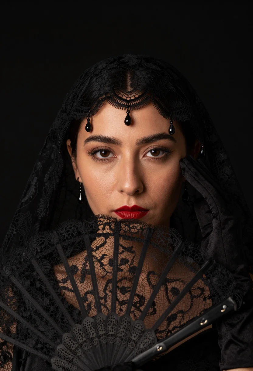 AI maja noir sample — portrait of a woman, close-head portrait of a Spanish woman