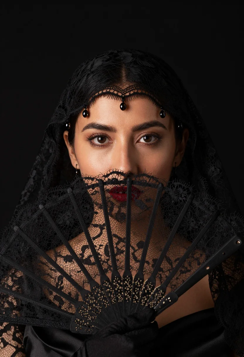 AI maja noir sample — portrait of a woman, head-and-shoulders portrait of a Spanis
