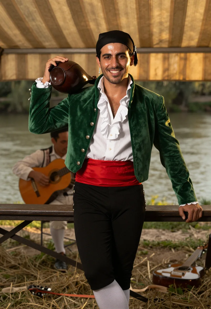 AI majo sample — portrait of a man, half-length portrait of a Spanish man in