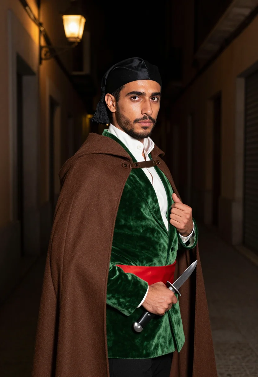 AI majo sample — portrait of a man, half-length portrait of a Spanish man in
