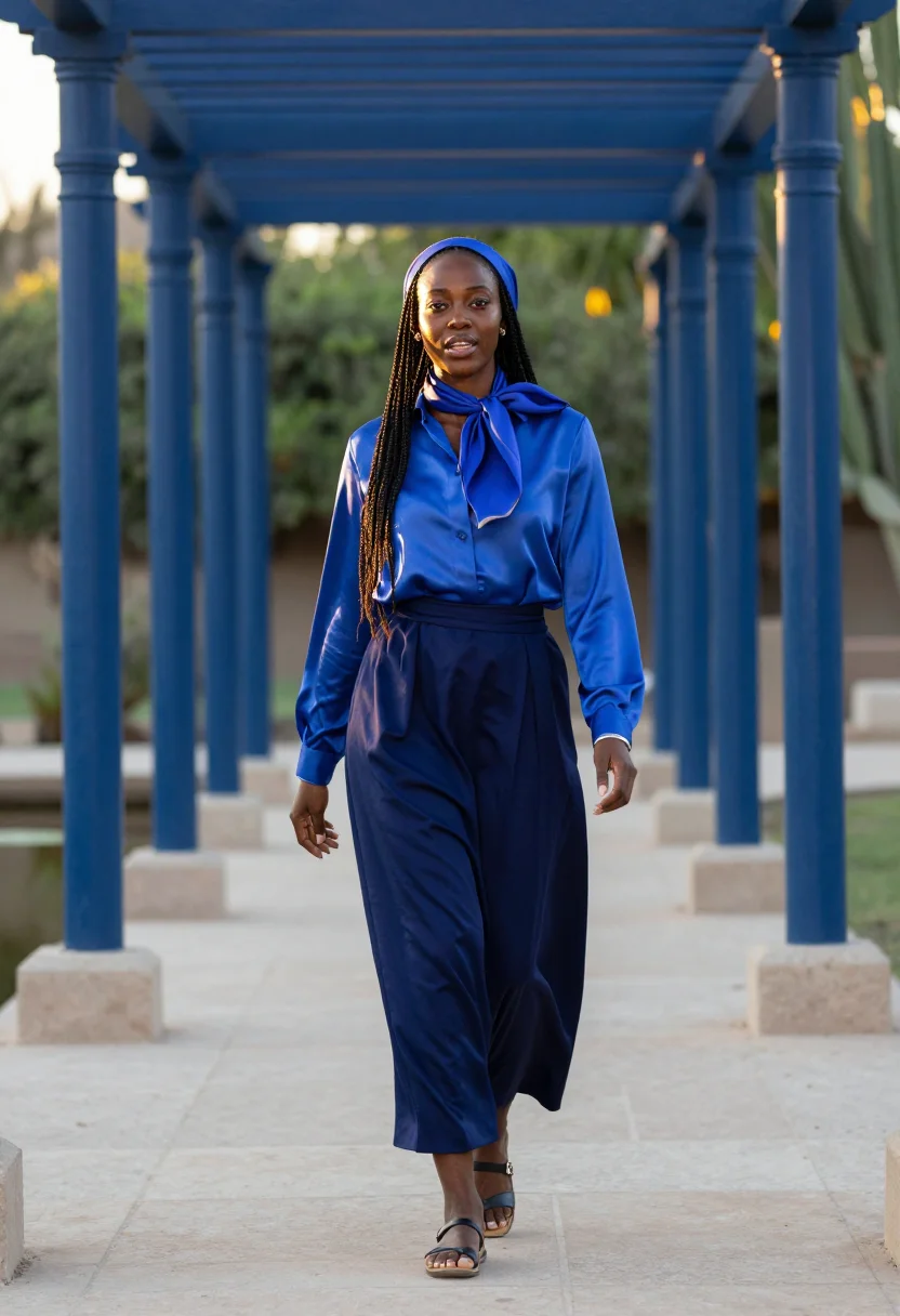 AI majorelle blue sample — portrait of a woman, full-length portrait of a Black woman w
