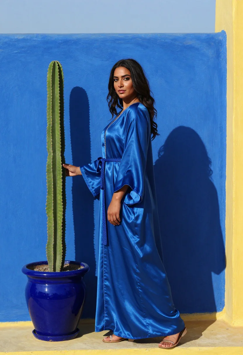 AI majorelle blue sample — portrait of a woman, three-quarter-length portrait of a Nort