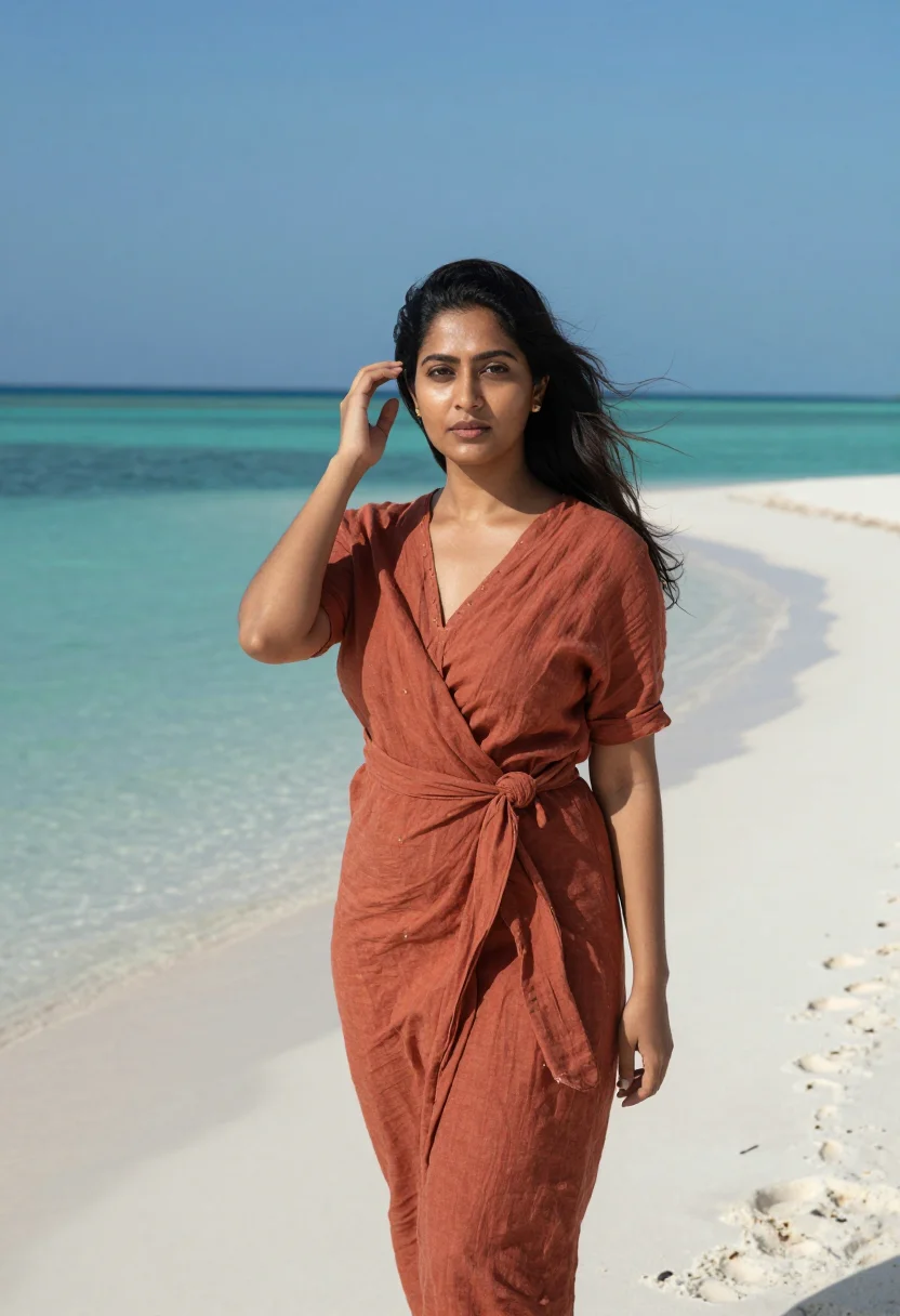 AI maldives sample — portrait of a woman, half-length portrait of a South-Asian w