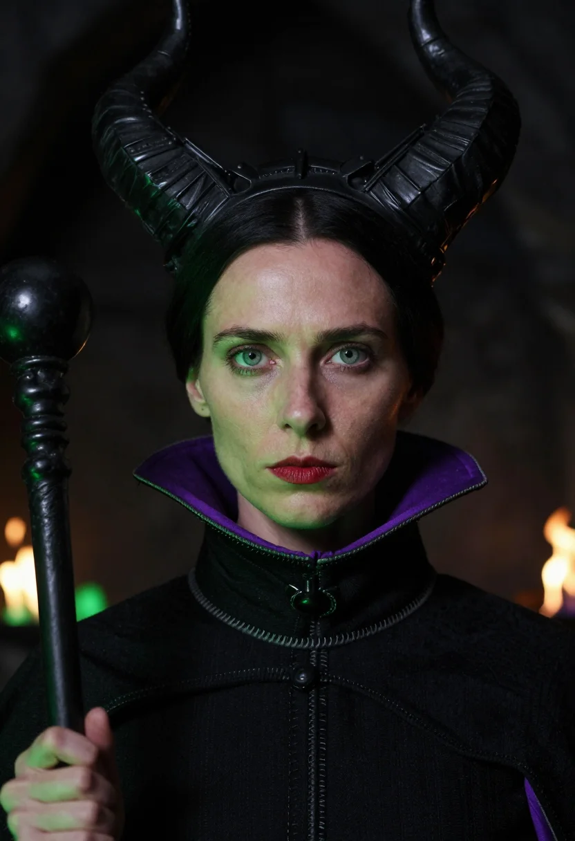 AI maleficent sample — portrait of a woman, close portrait of a Western-European wo