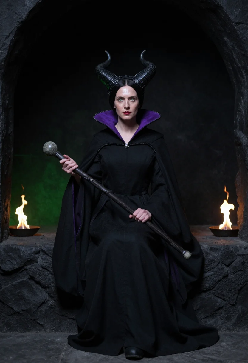 AI maleficent sample — portrait of a woman, three-quarter-length portrait of a West