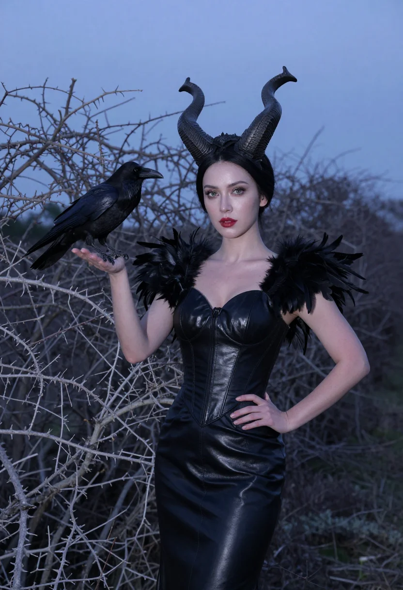 AI maleficent sample — portrait of a woman, three-quarter-length portrait of a West