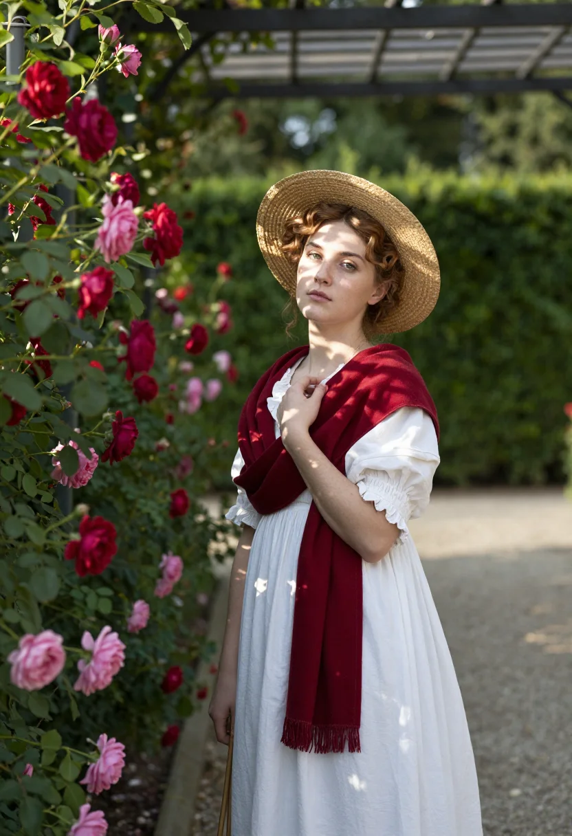 AI malmaison roses sample — portrait of a woman, half-length portrait of a French woman