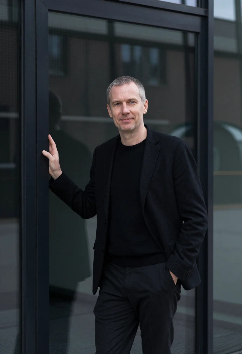 AI manchester graphene researcher black veil sample — portrait of a man, a researcher in his fifties of Dutch ance