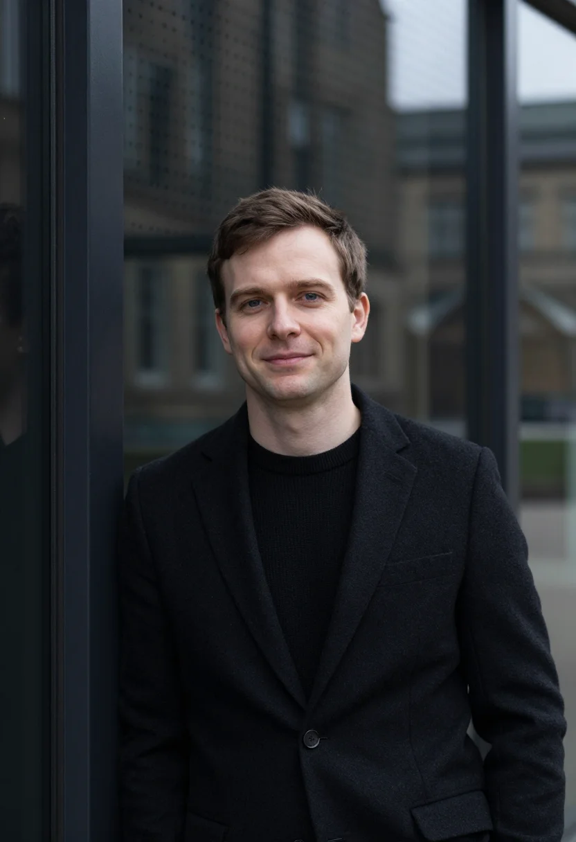 AI manchester graphene researcher black veil sample — portrait of a man, a researcher in his thirties of English a