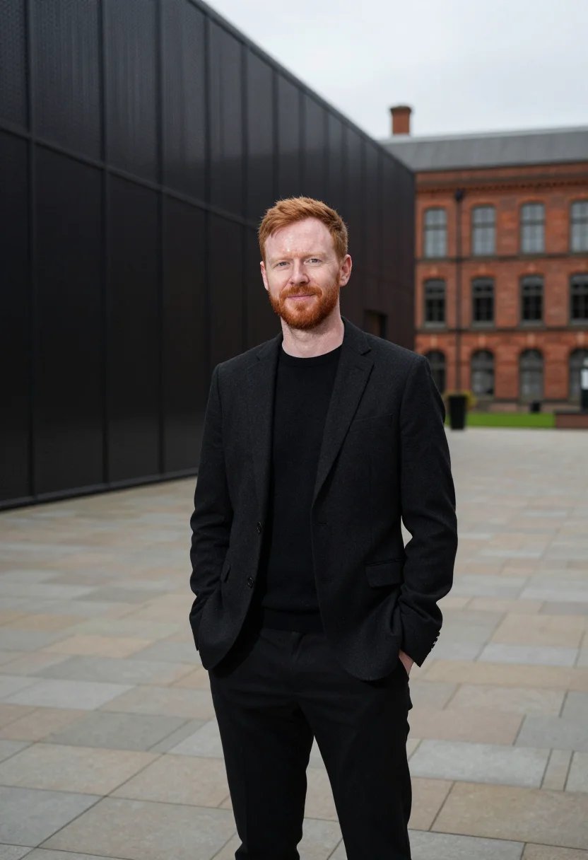 AI manchester graphene researcher black veil sample — portrait of a man, a researcher in his forties of Irish ance