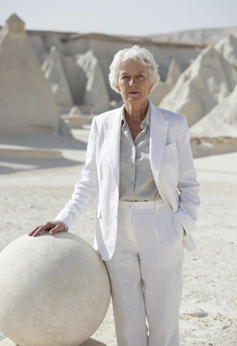 AI mangystau geologist chalk white sample — portrait of a woman, half-length portrait of a British woman