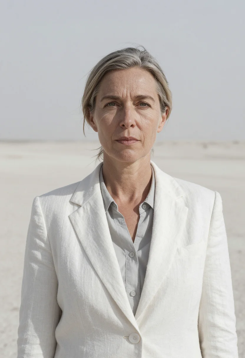 AI mangystau geologist chalk white sample — portrait of a woman, head-and-shoulders portrait of a Wester