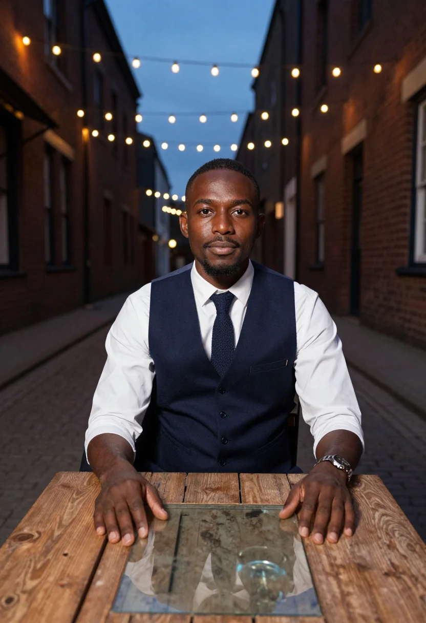 AI manhattan finance sample — portrait of a man, half-length portrait of a Black man in hi