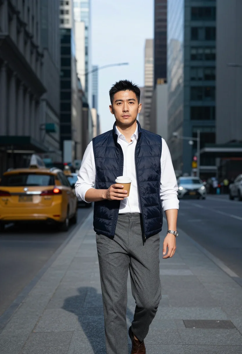 AI manhattan finance sample — portrait of a man, half-length portrait of an East-Asian man