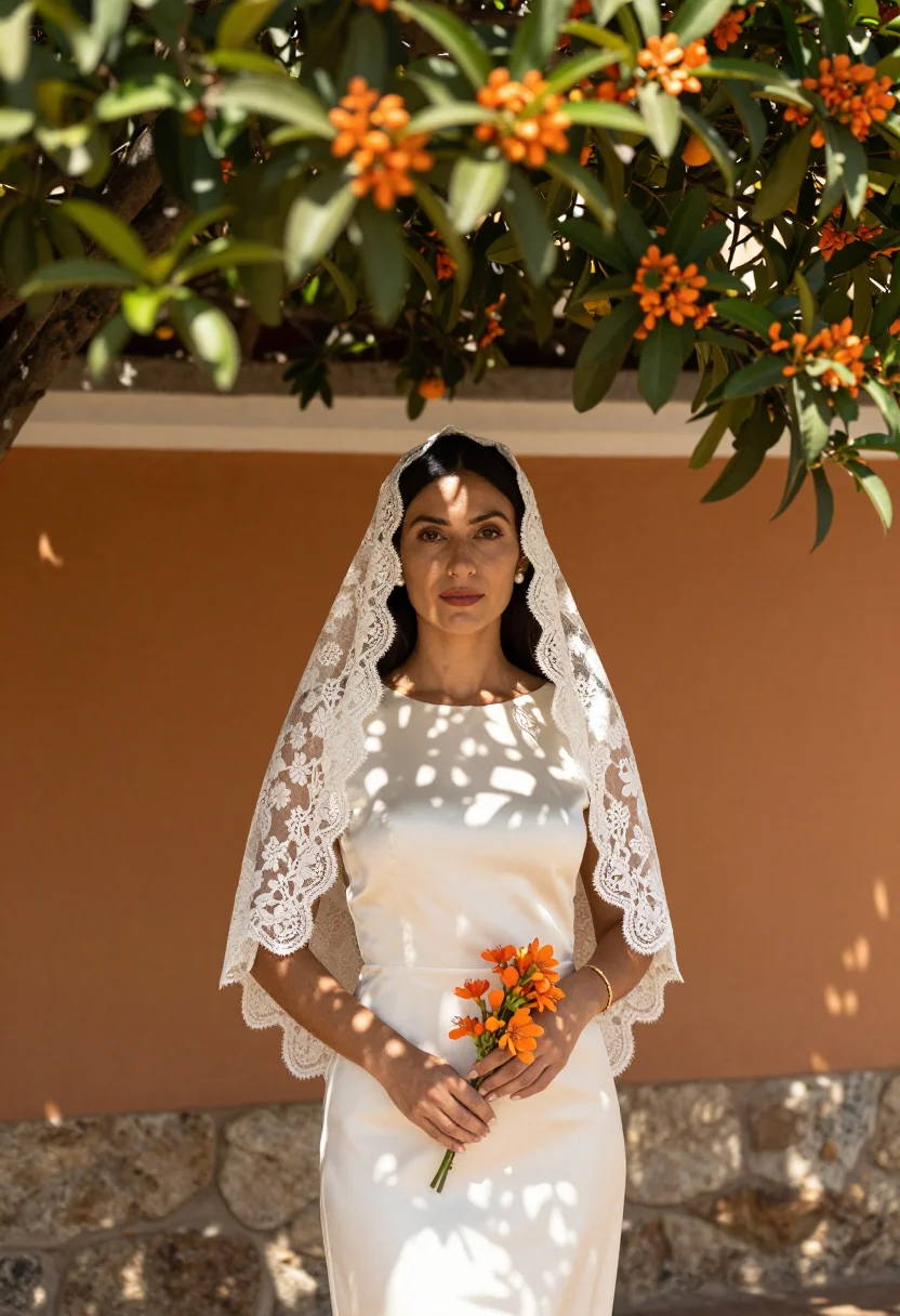 AI mantilla bride sample — portrait of a woman, three-quarter-length portrait of a Sout