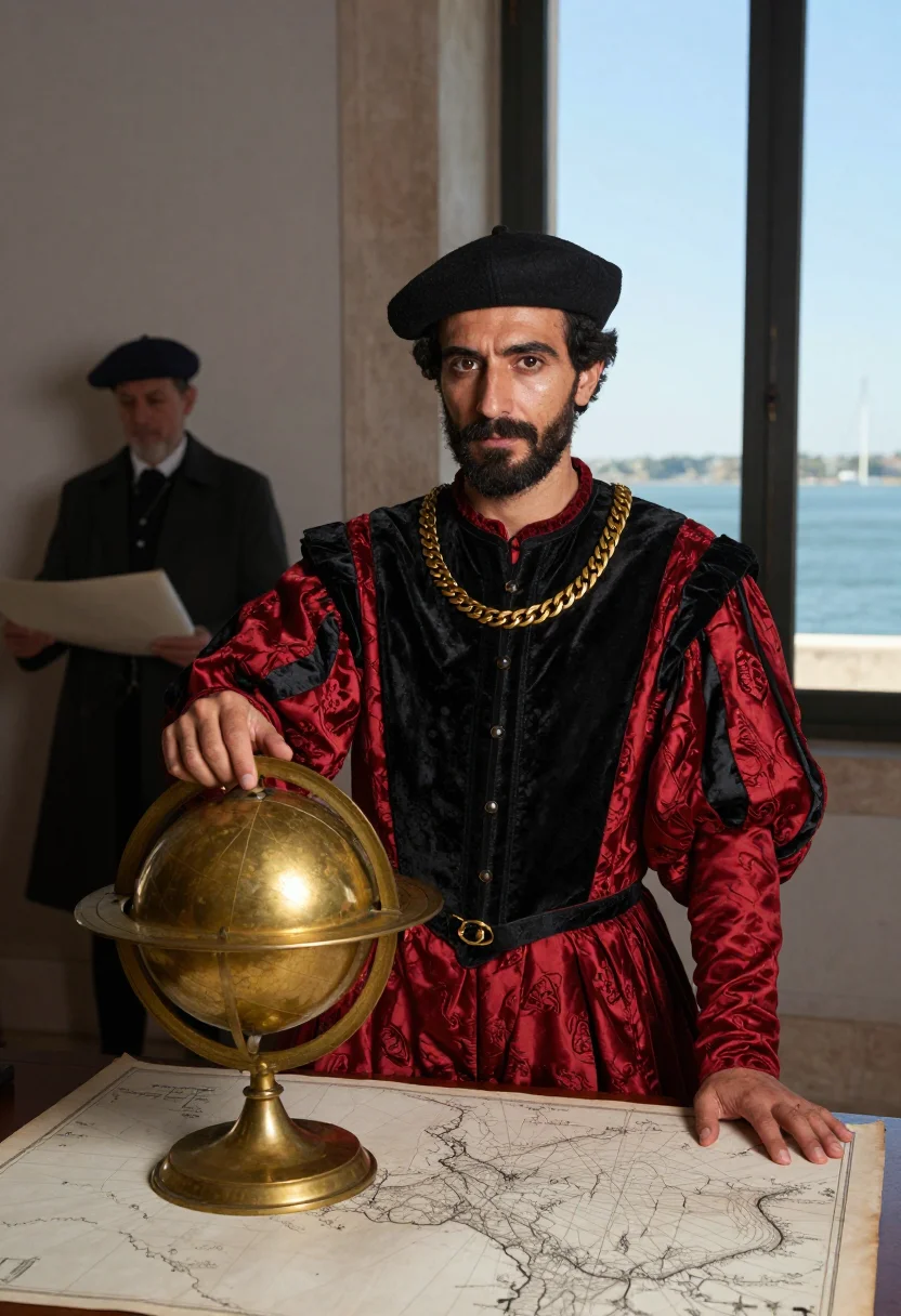 AI manuel i manueline sample — portrait of a man, three-quarter-length portrait of a Portug