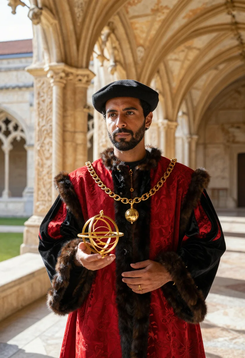 AI manuel i manueline sample — portrait of a man, waist-up portrait of a Portuguese man in