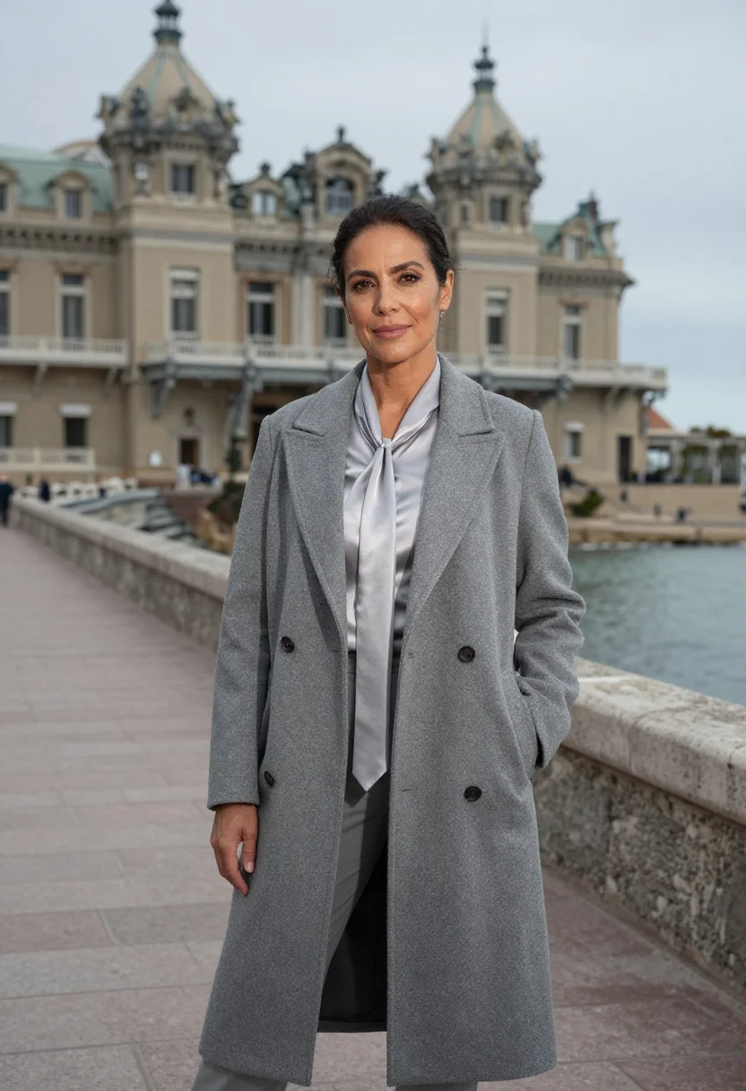 AI mar del plata hotelier stone sea grey sample — portrait of a woman, a hotelier in her early fifties with wa