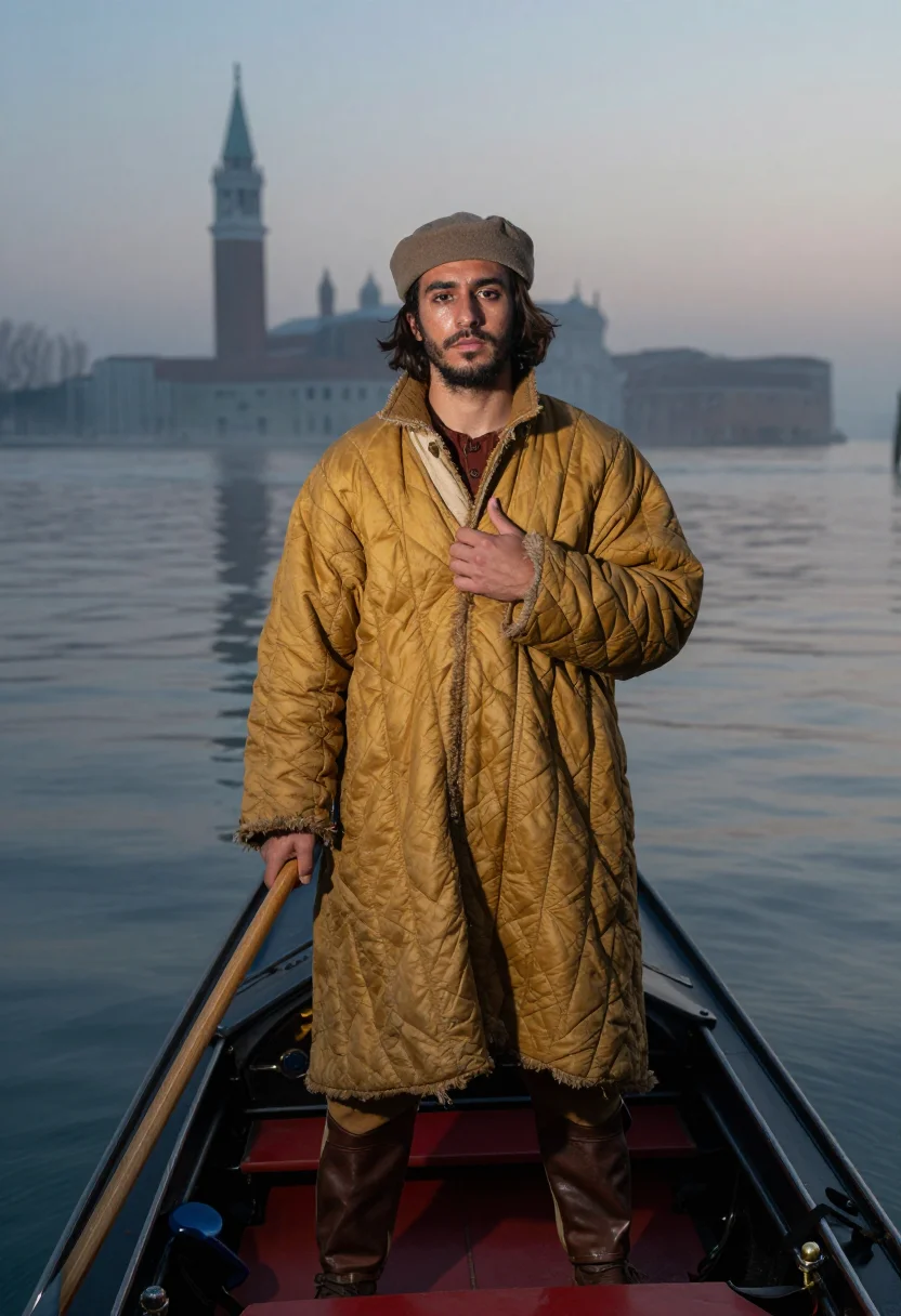 AI marco polo sample — portrait of a man, chest-up portrait of a Venetian man in hi