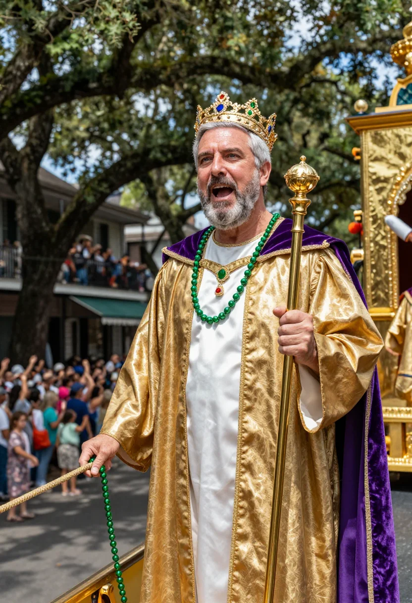 Example portrait from the AI Mardi Gras Rex — Free Preview, Train Once