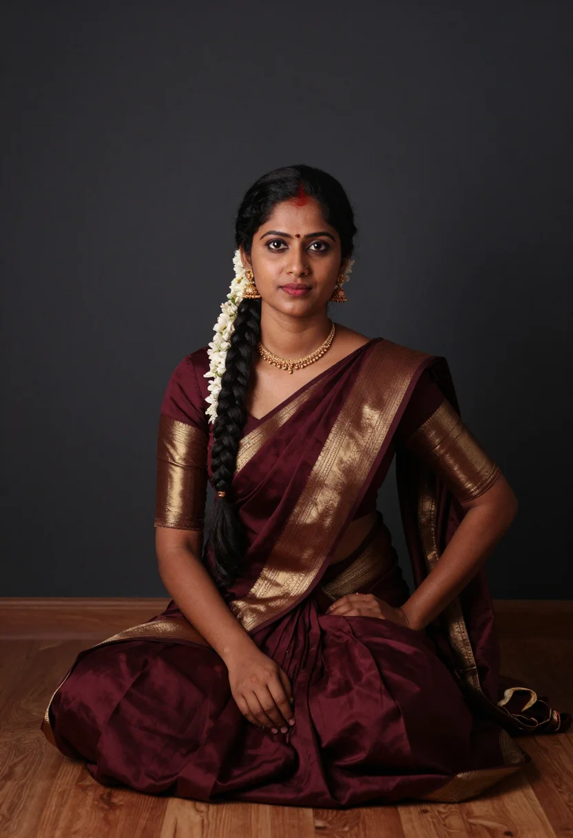 AI margazhi season sample — portrait of a woman, half-length portrait of a South-Indian
