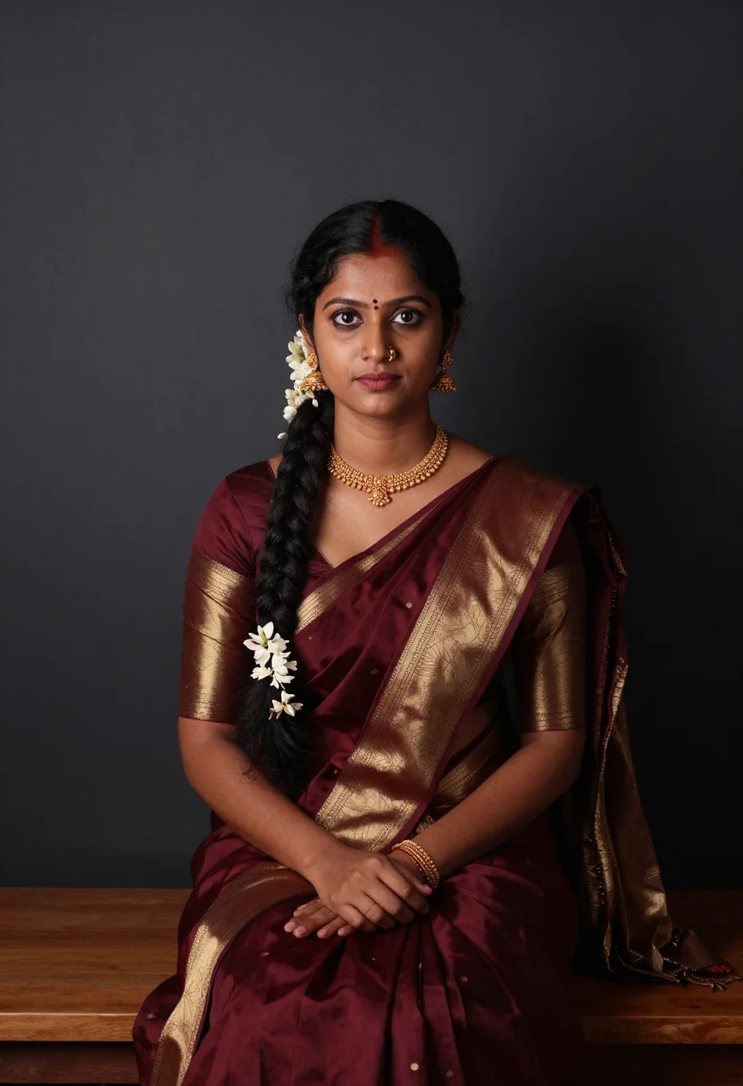 AI margazhi season sample — portrait of a woman, three-quarter-length portrait of a Sout