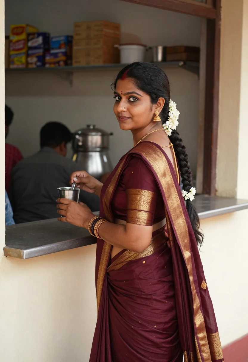 AI margazhi season sample — portrait of a woman, half-length portrait of a South-Indian