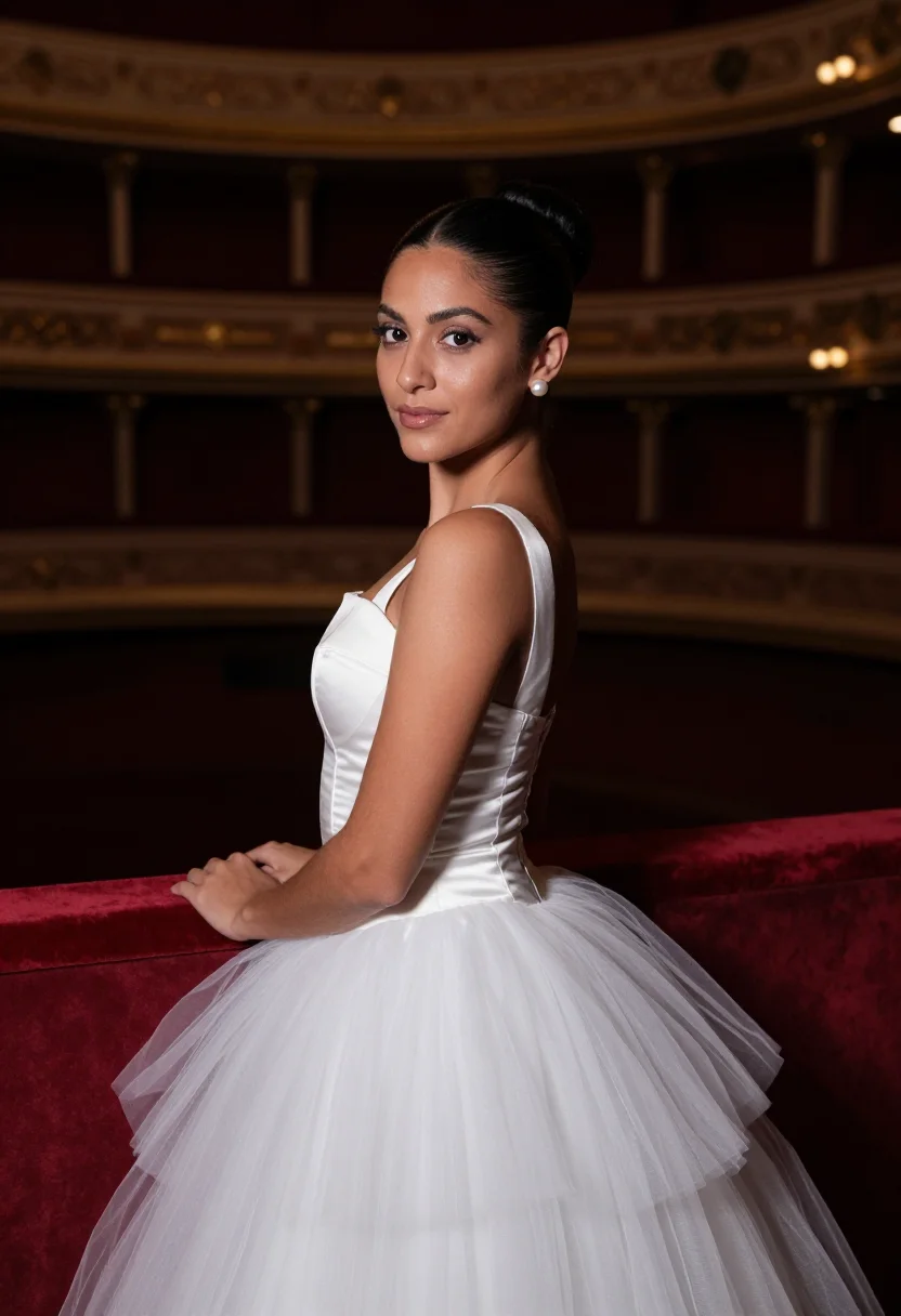 AI margot fonteyn royal opera gala white sample — portrait of a woman, framed chest-up, the body close to the