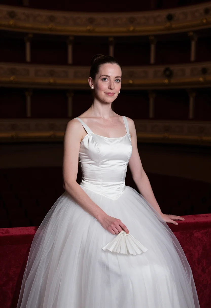 AI margot fonteyn royal opera gala white sample — portrait of a woman, framed half-length, head to waist, the