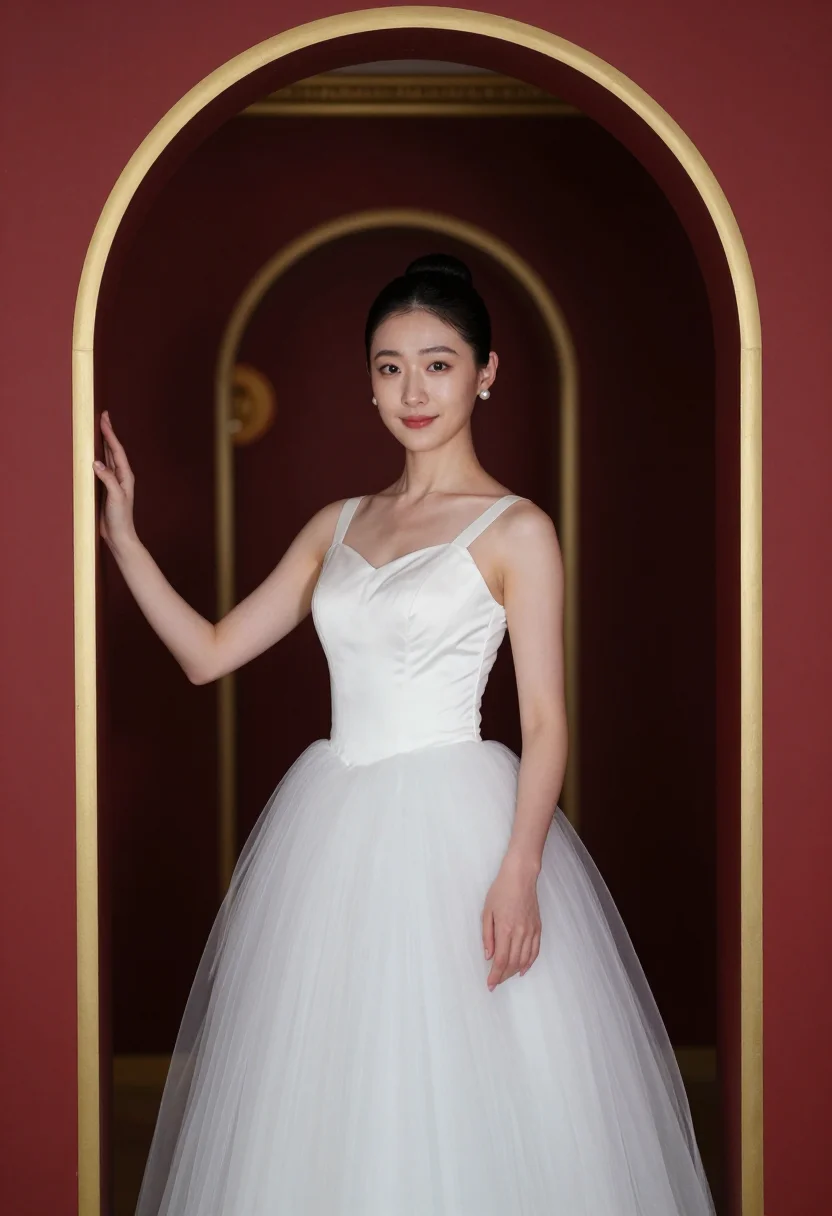 AI margot fonteyn royal opera gala white sample — portrait of a woman, framed half-length, head to waist, the
