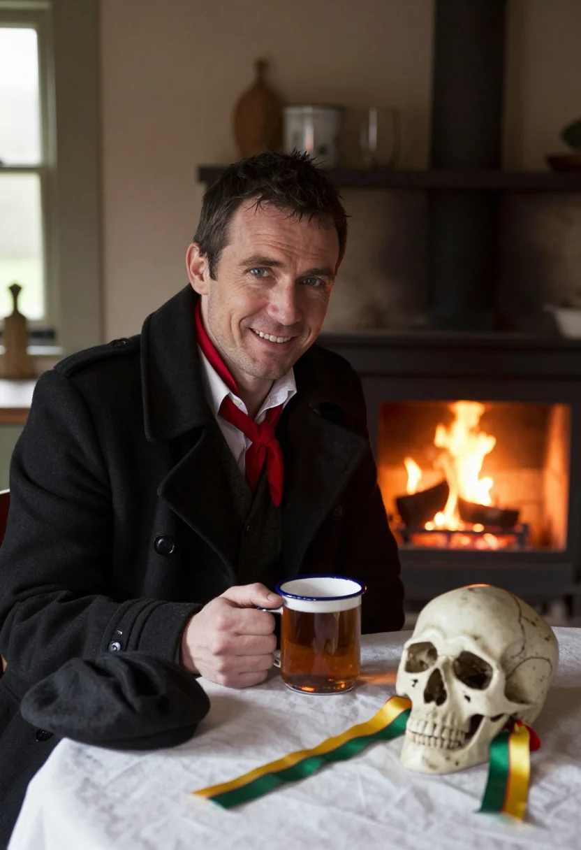 AI mari lwyd sample — portrait of a man, close head-and-shoulders portrait of a We