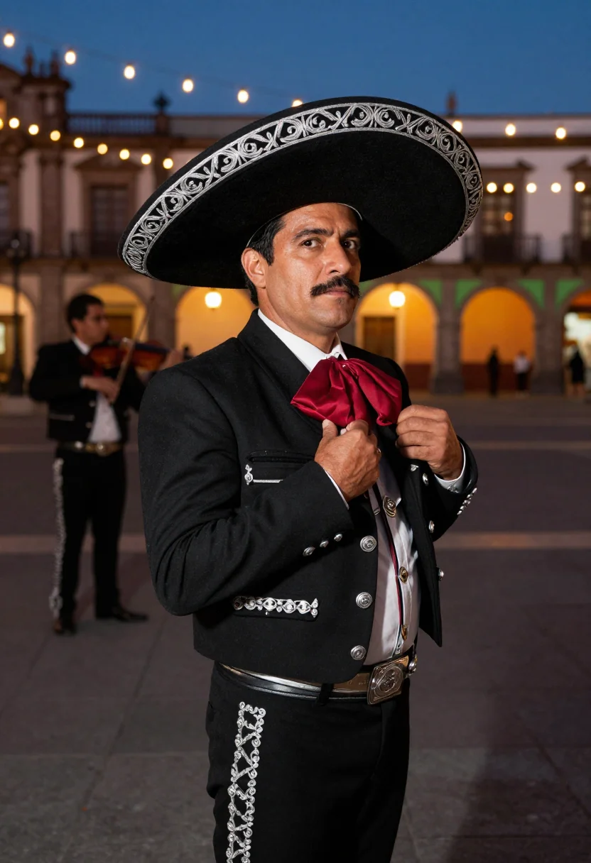 AI mariachi sample — portrait of a man, half-length portrait of a Mexican man wit