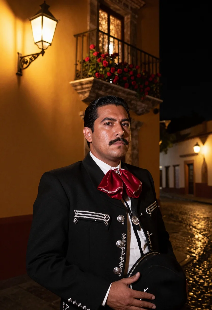 AI mariachi sample — portrait of a man, head-and-shoulders portrait of a Mexican
