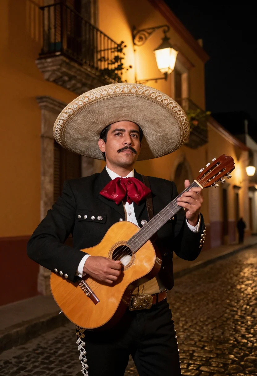 AI mariachi sample — portrait of a man, half-length portrait of a Mexican man wit