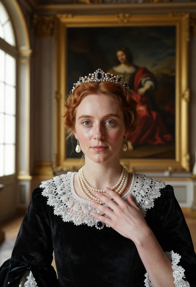 AI marie de medicis sample — portrait of a woman, chest-up near-frontal portrait of a Flo