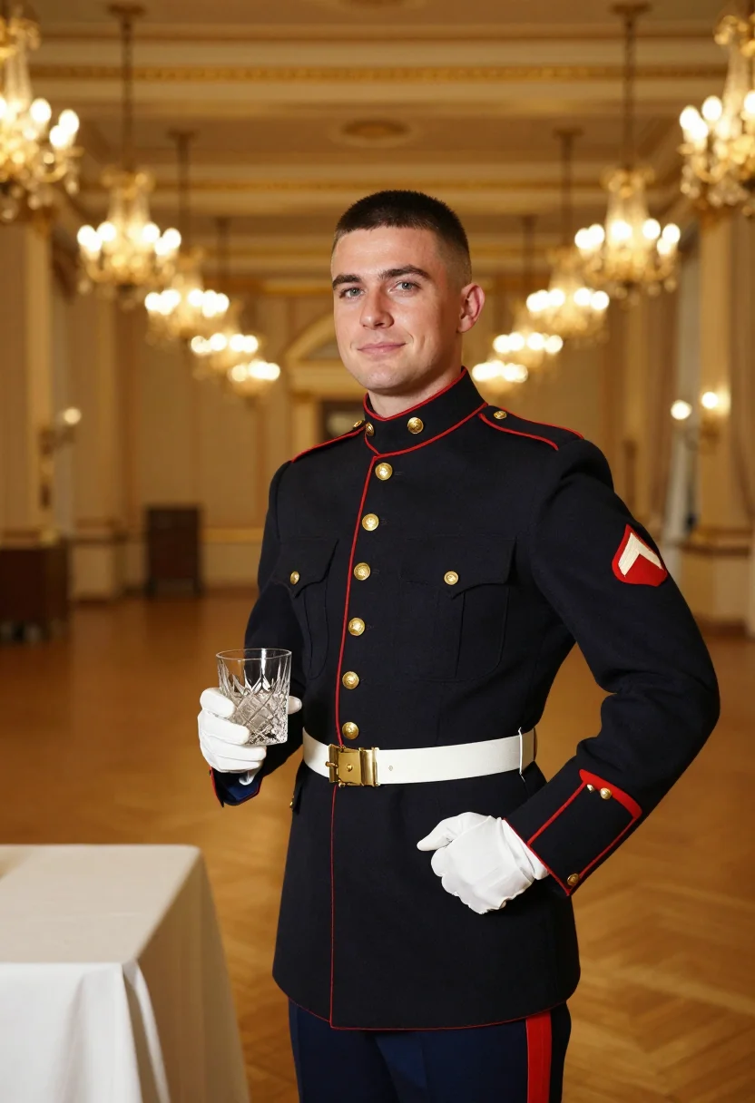 AI marine dress blues sample — portrait of a man, three-quarter-length portrait of an Ameri