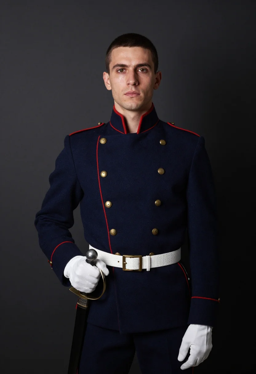 AI marine dress blues sample — portrait of a man, chest-up portrait of an American man in h