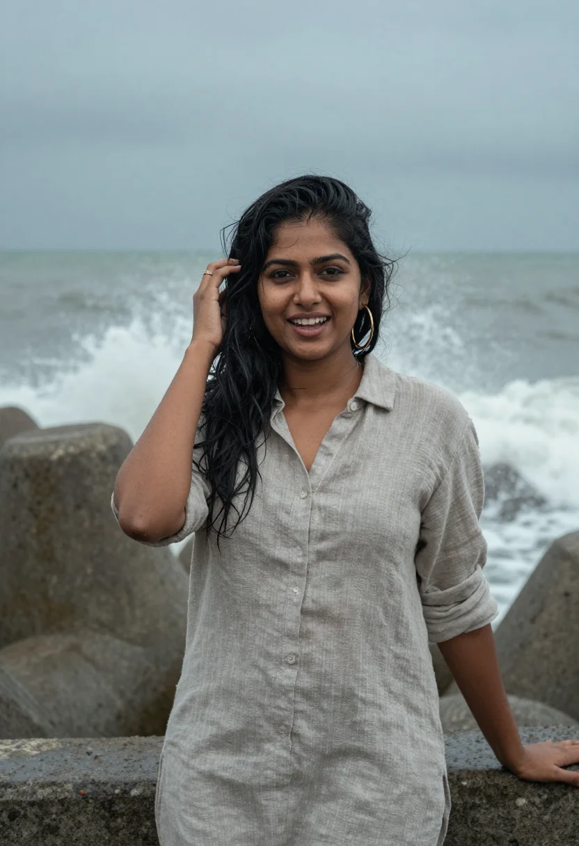 AI marine drive sample — portrait of a woman, chest-up portrait of a South-Asian woma
